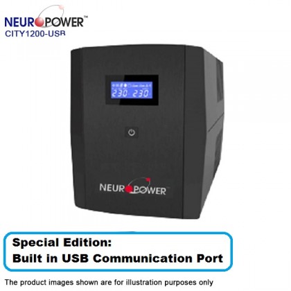 NeuroPower CITY 1200-USB LCD Display 1200VA Backup Battery UPS - USB Special Edition